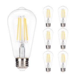 truestory Dimmable Vintage LED Edison Bulbs, 5W, Equivalent 50W, 450lm, Daylight White 4000K, ST19(ST58) LED Filament Bulbs, E26 Medium Base, Clear Glass, Pack of 6 (Cold Light)