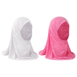 Girls Muslim Hijab Head Wrap Kids Anti-UV Sun Protection Breathable One Piece Head Scarf Islamic Arabian Arab Middle East Ramadan Instant Hijab Bonnet Hat Turban for 2-6 Years