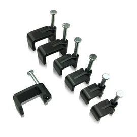 On1shelf® Black Flat Cable Clips With Fixing Nail 10mm 50 pieces