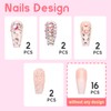 Kikmoya Ombre Press on Nails Coffin - Pink Medium Length