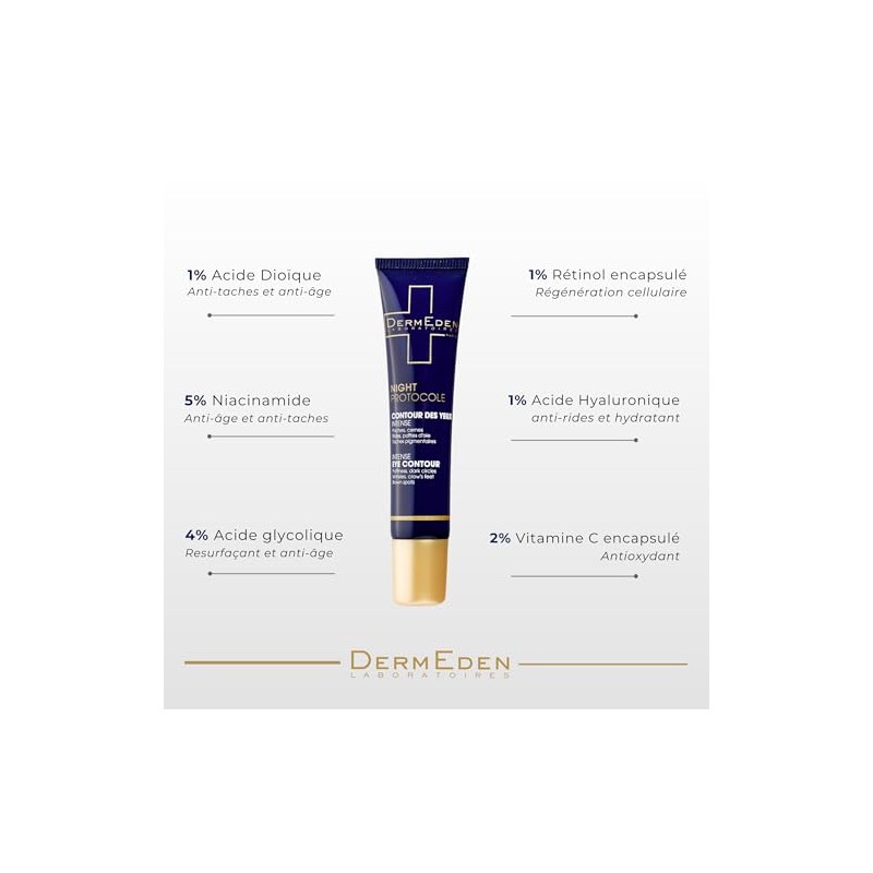 Dermeden - Crema intensa para contorno de ojos antienvejecimiento, 15