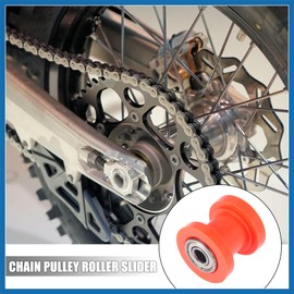 A ABSOPRO 2pcs 8mm Chain Tensioner Roller Slider Pulley Wheel Idler Orange Item Replacement