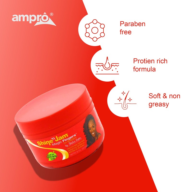 AmPro Shine-n-Jam Magic Fingers Gel for Braids - Provides Firm