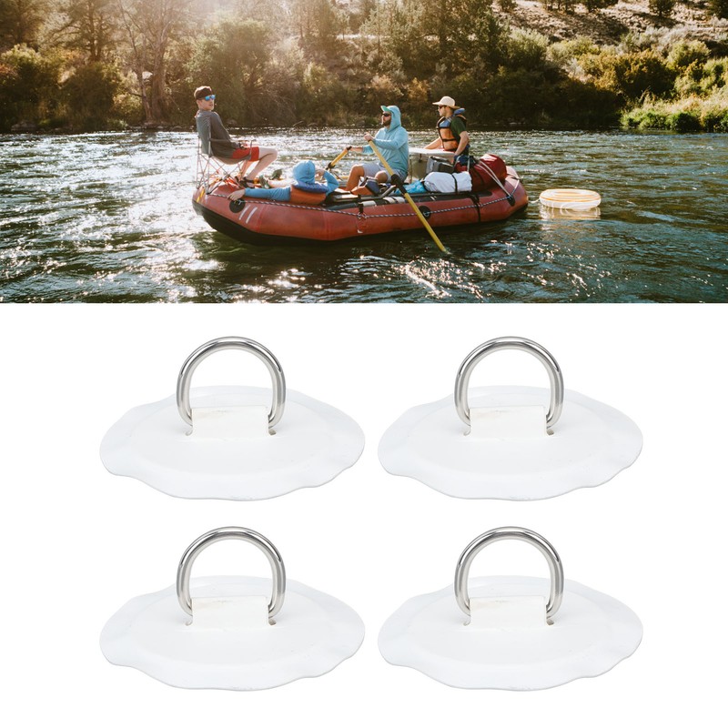 4PCS D Ring Patch PVC Round Shape Strong Stainless Steel