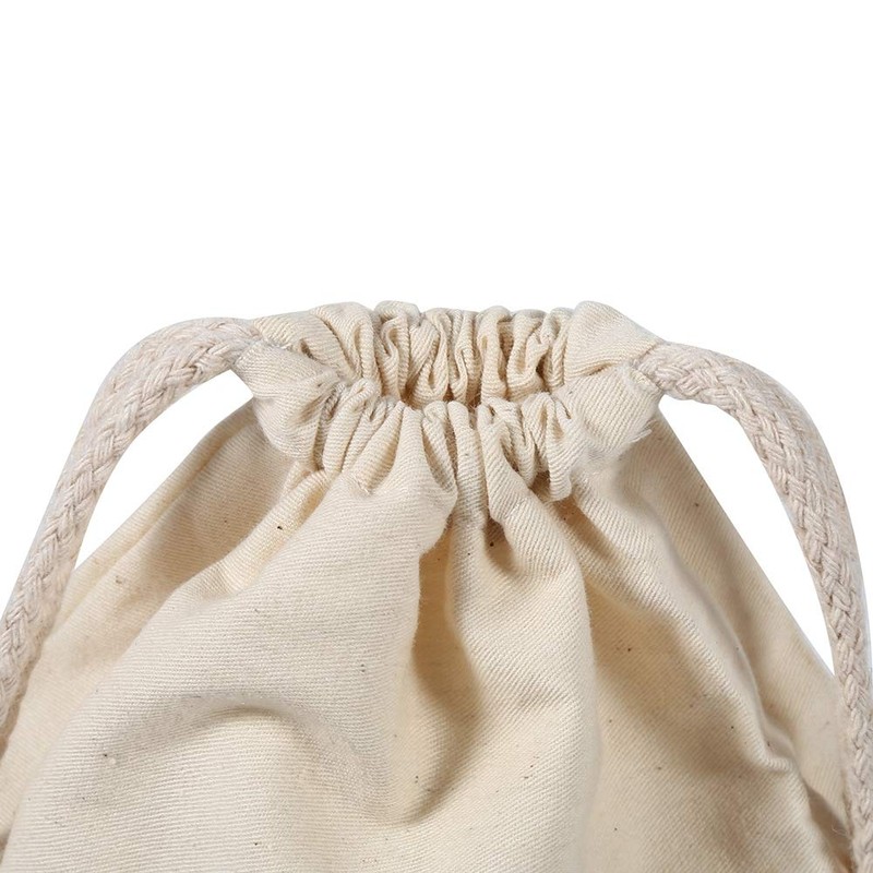 Household Plain Organic Cotton Storage Bag Drawstring Storage Laundry Sack