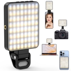 Diyife 128 LED Selfie Luz para Celular con Clip Frontal y Trasero, Regulable Luz de Relleno, 2000mAh Recargable, Aspiración Magnética para Video, Maquillaje, Fotografía Luces de Relleno