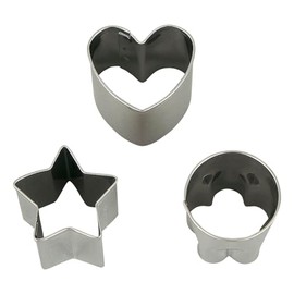 KAI KAI KITCHEN DH8057 Stainless Steel Vegetable Cutter, A La Carte, Set of 3, Flowers, Heart, Star, Dishwasher Safe, Made in Japan