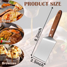 4 Pcs Small Brownie Cookie Spatula Metal Stainless Steel Spatula with Wooden Handle for Desserts Cutting and Serving Desserts, Brownies and Lasagna
