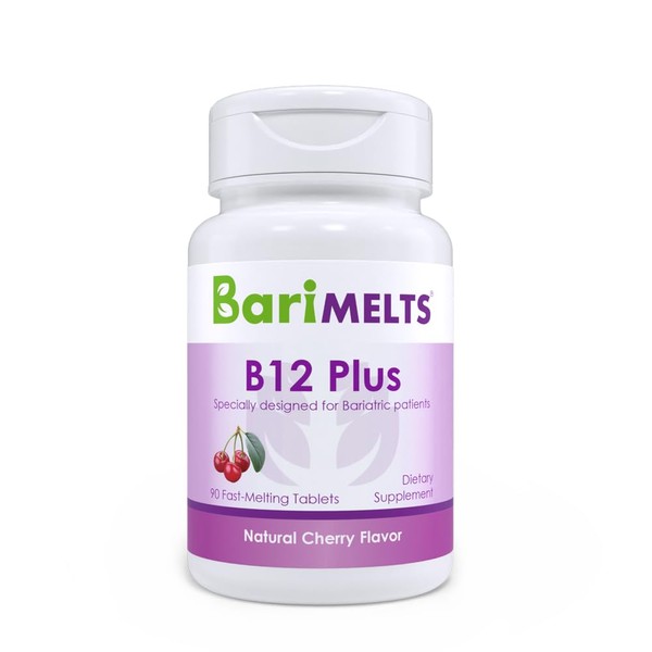 BariMelts B12 Plus, Dissolvable Bariatric Vitamins, Natural Cherry Flavor, Sugar-Free, 90 Fast Melting Tablets