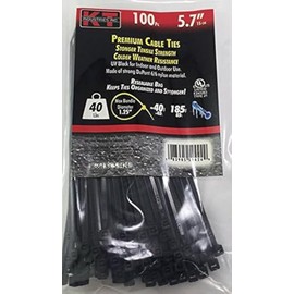 K-T Industries 5-9424 5.7-Inch Cable Ties, Light Duty, Ultraviolet Black, 100-Pack