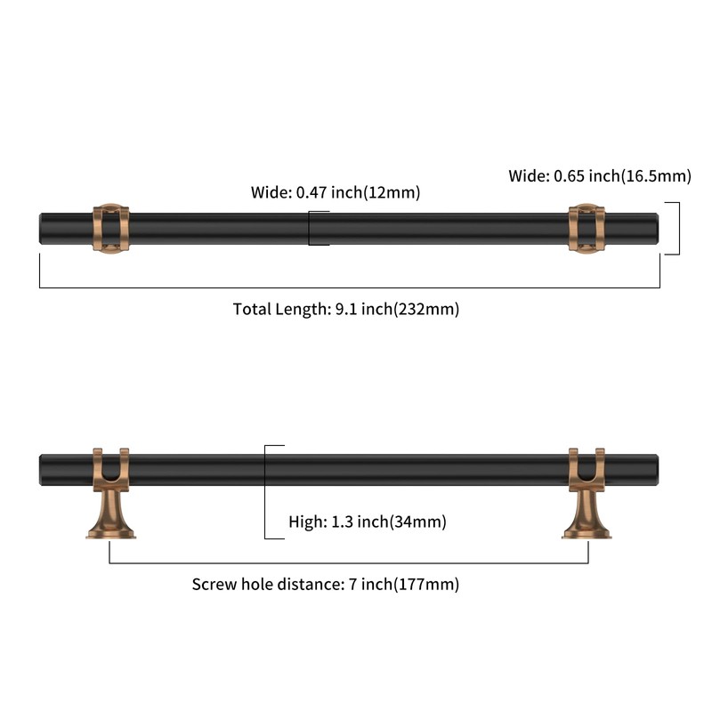 Asidrama 10 Pack 7 Inch(177mm) Champagne Bronze and Matte Black