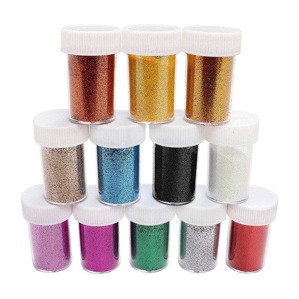 Bkrdty Glitter Shakers 12 packs Arts & Crafts GlitterMulti-Coloured Sparkling