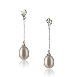 Reese White 7-8mm AA Quality Freshwater 925 Sterling Silver Cultured Pearl Earring Pair