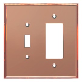 LIDER Reflective Acrylic Combination Wall Plate, Mirrored Double Switch Plate, Combo Toggle Switch and Decorator Outlet Cover, Acrylic Glass, Oversized 2-Gang 5.25" x 5.25", LWP-1131O-ARG, Rose Gold