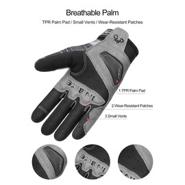 INBIKE Breathable Dirt Bike Gloves Men with Hard Knuckles Protection Touch Screen for Motorcycle Powersports Motocross Grey Large