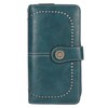 RFID Blocking Leather Wallet Large Capacity Double Snap Button Women