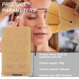 MKNZOME 5 Teiliges Übungsset für Augenbrauen, 3D Permanent Makeup Silikon Kunsthaut, Microblading Zubehör, Tattoo-Übungsset ohne Tinte für Tattoo-Anfänger und erfahrene Künstler