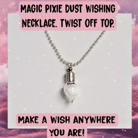 Hand Crafted PIXIE WISH NECKLACE twist off tear drop glass bottle WITH wish charm.