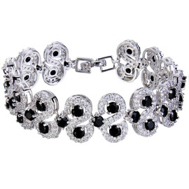 EVER FAITH Silver-Tone CZ December Birthstone Vinstage Style Art Deco Roman Tennis Bracelet Black