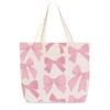 Dr.Baner Pink Bow Tote Bag For Women, Cute Coquette Canvas