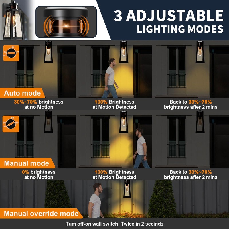 Seovix Motion Sensor Outdoor Lights 2 Pack, Dusk to Dawn