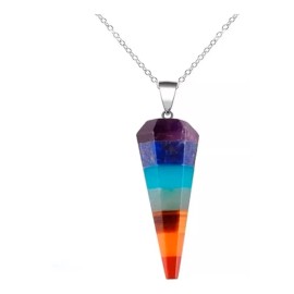 Mafab Pendulo Conico Cuarzo Natural Collar 7 Chakra Yoga Mandala
