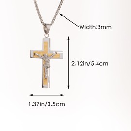 Scddboy 3D Jesus Crucifix Stainless Steel Cross Pendant Necklace with Bible Verse,Hypoallergenic, Waterproof,with 23.6+1.96" Adjustable Chain