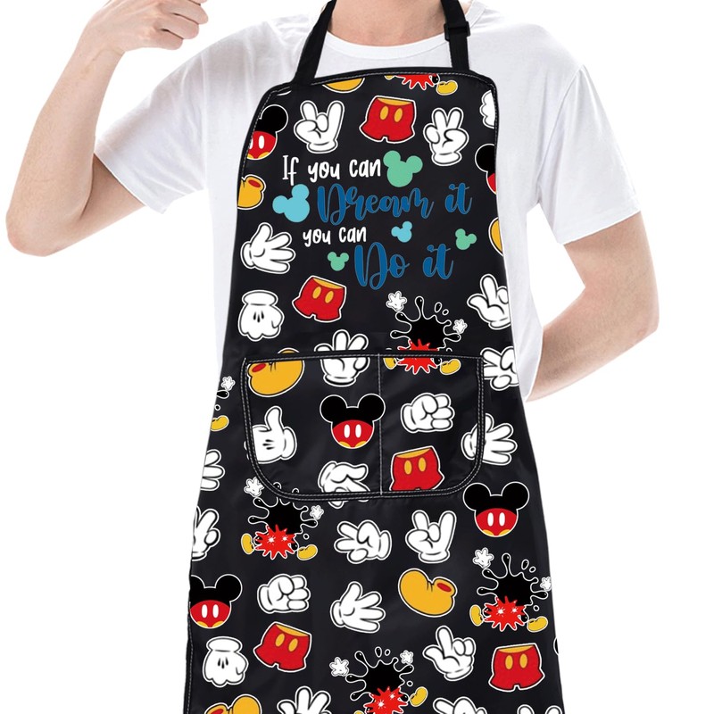 CMNIM Cartoon Mouse Aprons Mouse Cooking Aprons with Pockets Colorful
