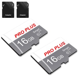 2 Pack SD Card 16GB with SD Adapter, High Speed Memory Card, UHS-I C10 A1 Memory TF Card for Tablet/Mobile Phone/Camera/Car Audio/Game Console (TF183 White Gray 16GB)