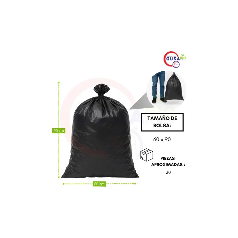 1 Kg Bolsa Negra Para Basura Ecológica 60x90