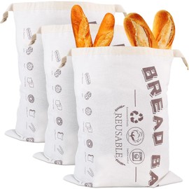 1/2 Pack Plastic Lined Bread Bags for Homemade Bread 13 x 17 Inch Reusable Linen Bread Bags to Keep Bread Fresh Container Preserver for Homemade Bread Storage