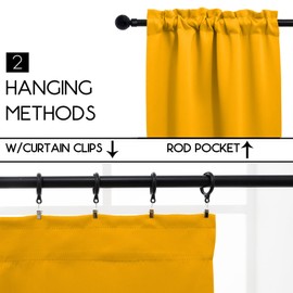Pickluc Cafe Curtain (Half Window Tier Curtain) 24 Inches Length, Rod Pocket Kitchen Curtain, Short Blackout Curtain for Small Window, 30" Wide and 24" Long, 2 Panels, Mustard Yellow