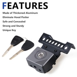 Sukemichi JK Hood Lock for Jeep Wrangler, Locking Hood Latches for Jeep Wrangler JK JKU 2007-2018, Anti-Theft, Eliminate Hood Flutter, Aluminum (for 2007-2018 Jeep Wrangler JK)