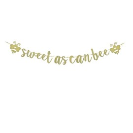 Sweet As Can Bee Gold Glitter Banner Sign For Bumble Bee Themed Party Bunting, Baby Shower/Gender Reveal Party Decorating Supplies Backdrops