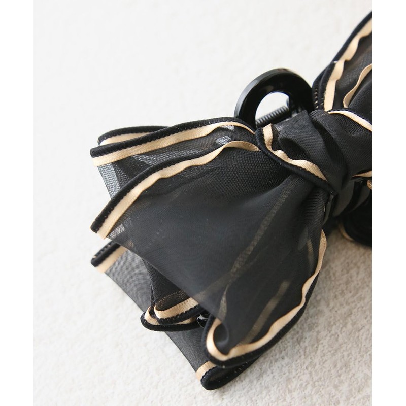 Vingtaine H7903-BLACK Organdy Ribbon Hair Claw for Adults, Women’s