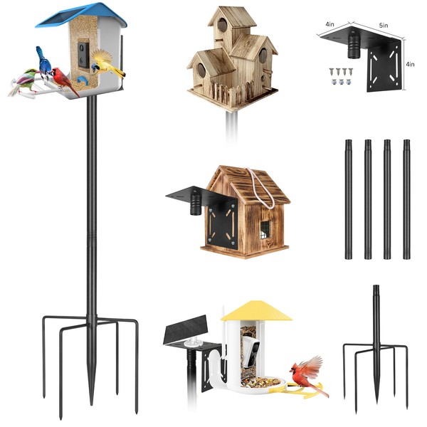 Proerr 79In Smart Bird Feeder Pole Mount Kit,Adjustable Bird House