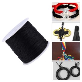 Kodrily 100m Nylon Rattail Cord, 0.8mm Black, Beading Cord for Jewelry Making, Macrame, Crafts