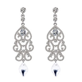 BiBeary Earrings Women's Artdeco Crystal Statement Prom Party Drop Earrings, Crystal