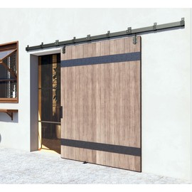 DIYHD 12FT Box Rail Heavy Duty Exterior Sliding Barn Door Hardware, Kit for 1 Outdoor Use, Wall Mount, Fit Max Openning Width 72in, MAX Load 300lbs (No Door)