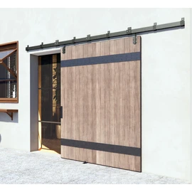 DIYHD 12FT Box Rail Heavy Duty Exterior Sliding Barn Door Hardware, Kit for 1 Outdoor Use, Wall Mount, Fit Max Openning Width 72in, MAX Load 300lbs (No Door)