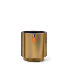 Capi Europe - Pot Cylinder Groove Black & Gold - 15x17 - Gold - Opening Diameter 13 - Flower Pot for Indoor Use - BGVGB313
