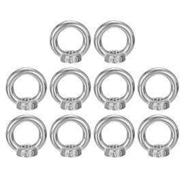 sourcing map M10-1.5x42mm Lifting Eye Nuts, 10 Pcs 304 Stainless Steel Round Ring Shape Female Threaded Nut Fastener for Home Repairs Rope Fitting