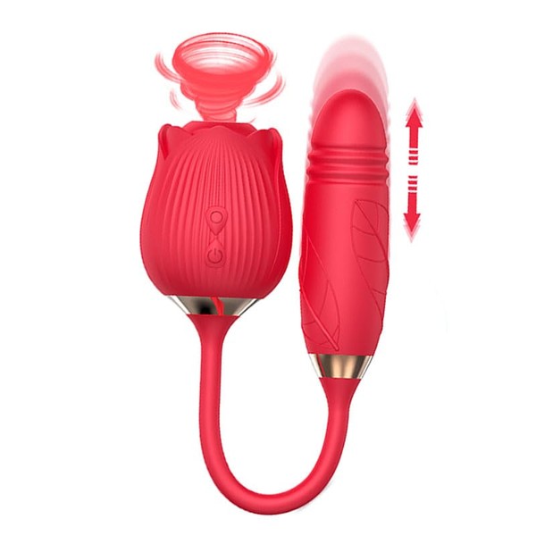 ROUSY Succionador de Clítoris Con 10 Niveles Ascendentes de Succión - Tecnología de Pulsos de Aire - Bala Vibradora Recargable - Magic Brush - Mini Huevo Morado Portátil y Recargable USB - Color Rojo