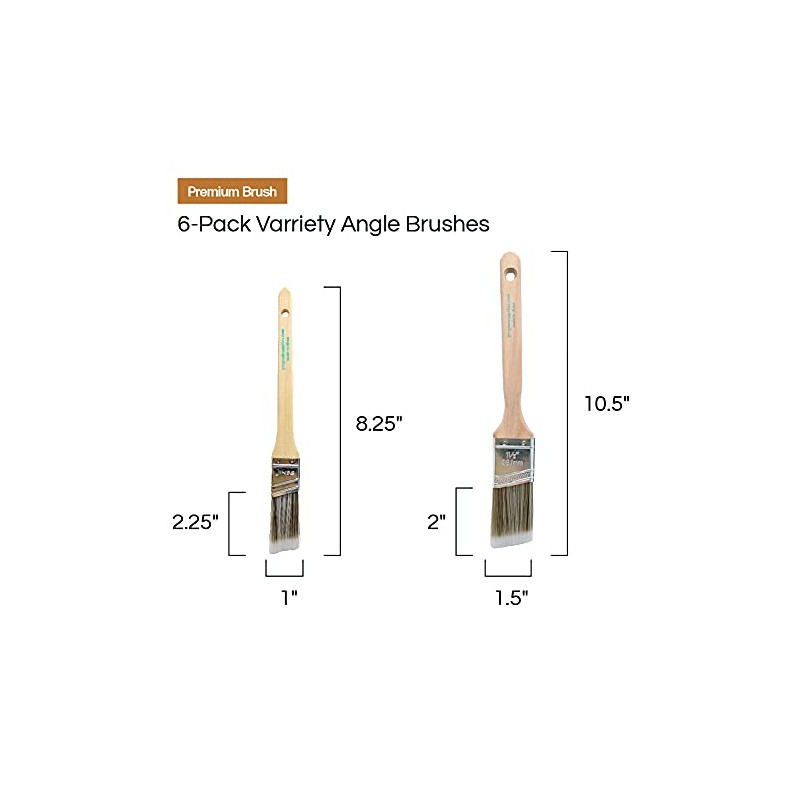 Vermeer Paint Brushes 6-Pack Angle Brushes in Assorted Sizes for