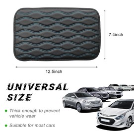 Ohleats Car Center Console Pad, Waterproof PU Leather Auto Armrest Box Cover, Comfortable Vehicle Arm Rest Protector Cushion Pad for Car SUV, Universal Car Accessories (Black+Blue)