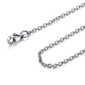 FOCALOOK 2mm Stainless Steel Chain Necklace 20inch Round Thin Silver Rolo Cable Chain for Women Men