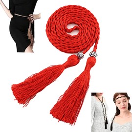 FAIRYGATE Red Belts Designer Chain Rope Casual Thin Women's Belt Fashion Braided Bowknot A1219