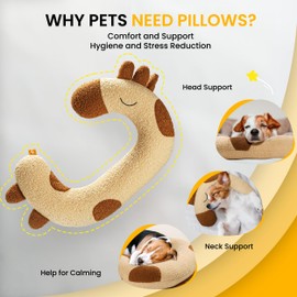 HiPetpy Dog Pillow - Washable Dog Calming Pillow for Better Sleep, Soft Neck Pillow for Dogs, Kids, Adults Reduces Anxiety, Gift for Medium/Large Dogs, Yellow