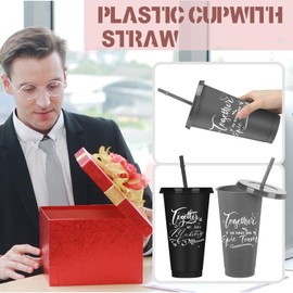 Mifoci Bulk Employee Appreciation Gifts Thank You Cups 24oz Plastic Tumblers with Straw Lid Reusable Inspirational Volunteer Staff Team Cups for Volunteer Coworker Staffs(Multicolor,30 Pcs)