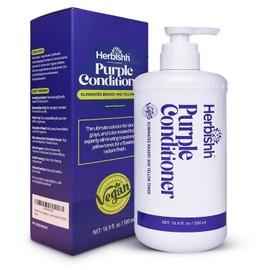 Acondicionador Morado Herbishh – Neutraliza Tonos Amarillos y Cobrizos | Hidratación Profunda con Jazmín, Jojoba y Aguacate | Seguro para Cabello Teñido, Vegano y Sin Silicona | 500 ml
